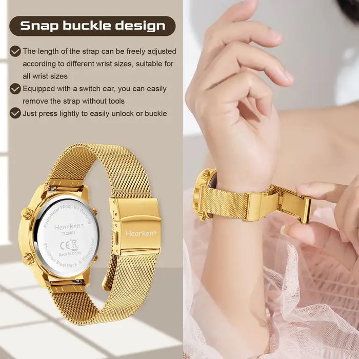HEARKENT-Montre Numérique de dehors pour Femme, Podomètre, Compteur de Pas, Calrespiration, Miles, Tracker, Étanche, 30m, pour la Marche et la Course