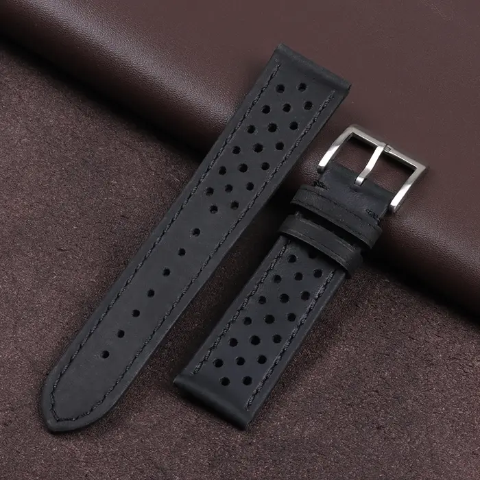 Bracelet de montre en cuir de vachette respirant pour hommes et femmes