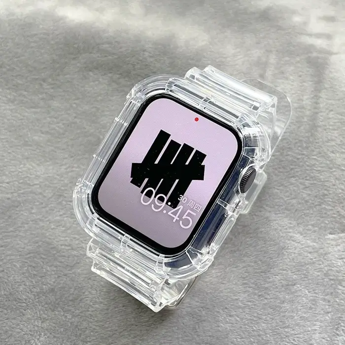 Pour Apple Bracelet de montre 44mm 40mm 45mm 46mm 42mm 38mm 41mm Bracelet en Silicone Transparent iW