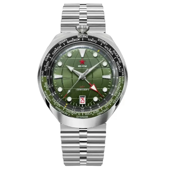  Montre BullHead en verre minéral RED STAR