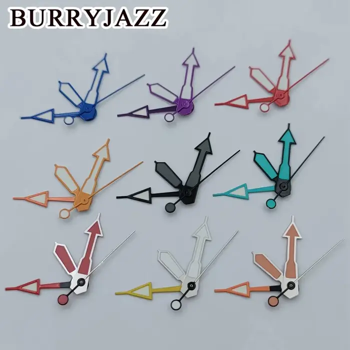 BURRYJAZZ NH34 GMT aiguilles de montre noir bleu blanc Orange rouge