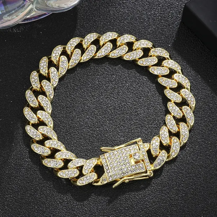 Bracelet de luxe en chaîne à maillons cubains glacés pour hommes