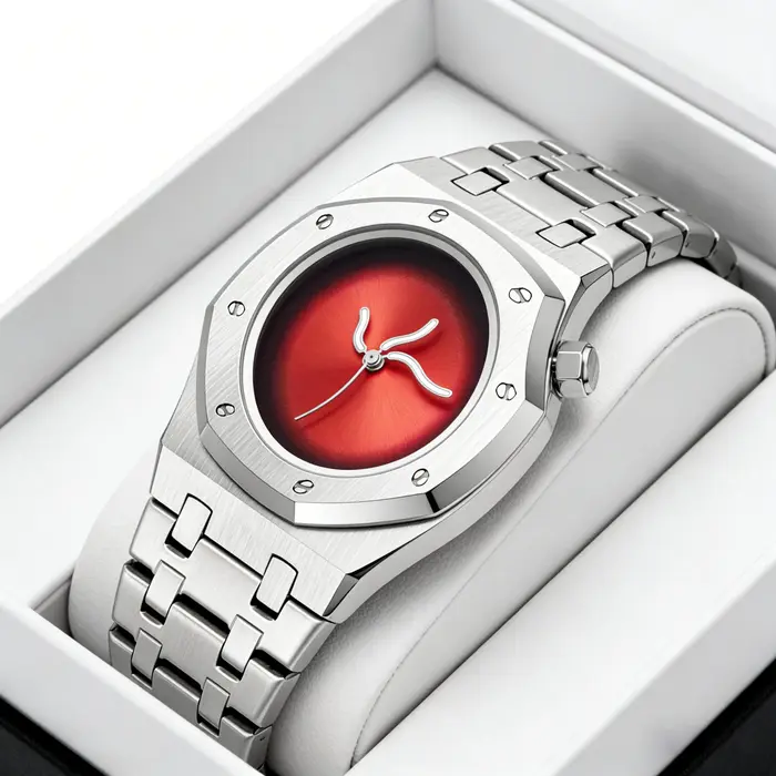 Montre à quartz pour homme, 1 pièce, élégante et luxueuse pour les affaires et les loisirs, coque irrégulière, bracelet en acier inoxydable, montre à quartz pour homme