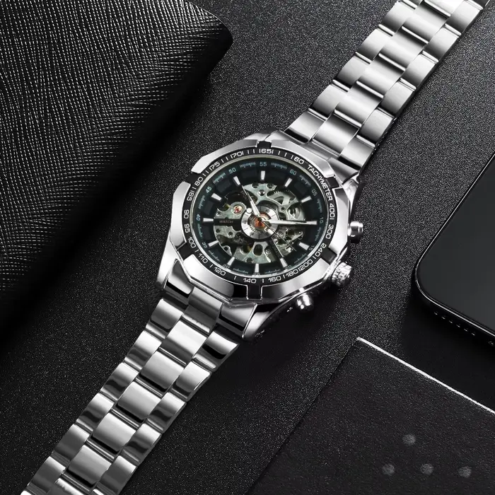 WINNER – montre squelette classique pour hommes, aiguilles lumineuses, mécanique, bracelet en acier