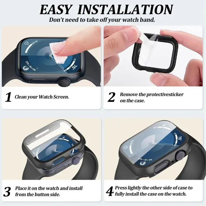 Verre trempé + étui pour Apple Watch 38-40mm 41mm 42mm 44mm 45mm 46mm