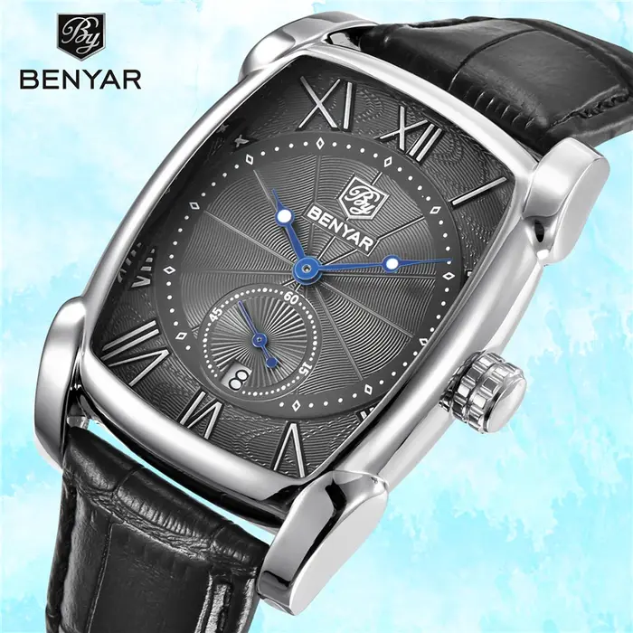 BENYAR – montre-bracelet en cuir pour hommes