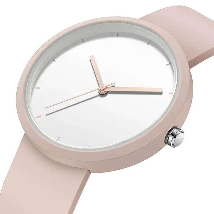 Montre minimaliste pour femme, boîtier 41 mm avec bracelet en caoutchouc finition PVD
