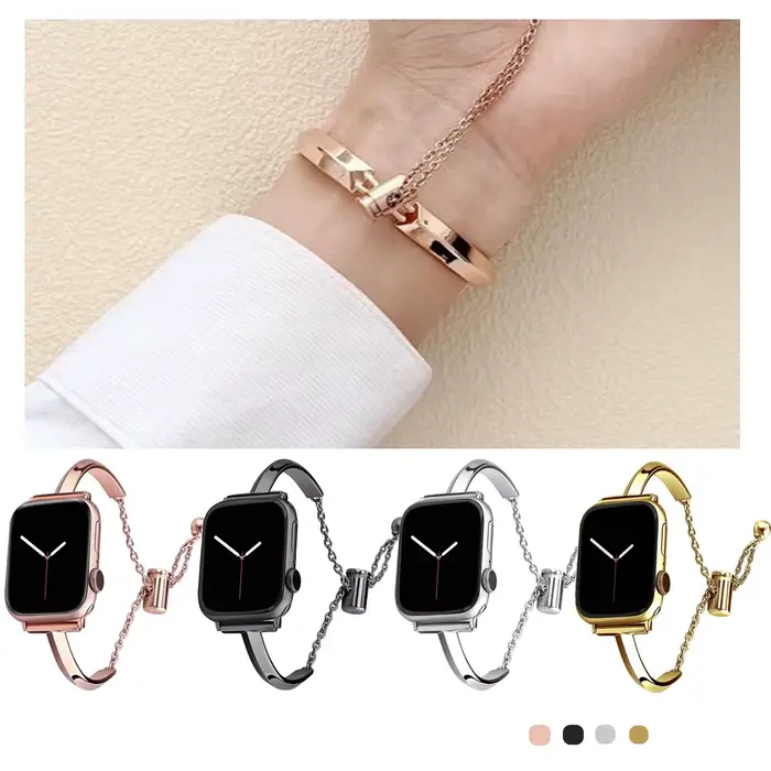 Bracelet à maillons en acier inoxydable pour Bracelet de montre Apple 6 7 8 SE 40mm 44mm 45mm 41mm 49mm, Bracelet mince pour femmes pour iWatch 5 4, accessoires