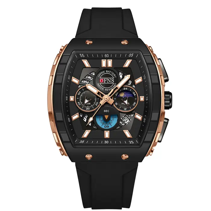 OFNS mode montres à Quartz pour homme lumineux étanche chronographe calendrier bracelet en Silicone en plein air de luxe sport hommes montre