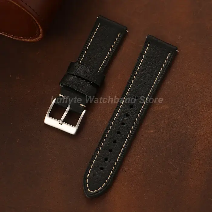 Bracelet de montre en cuir de veau véritable, 20mm, 22mm, 24mm, pour hommes et femmes, bracelet de m