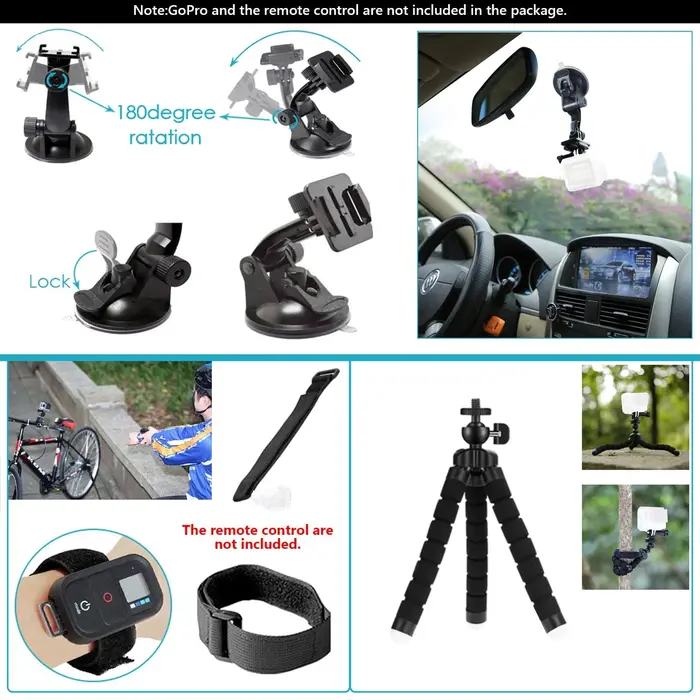 Ensemble d'accessoires pour caméra d'action pour Gopro Hero13 12 11 10 pour Xiaomi Yi Insta360 X4 X3