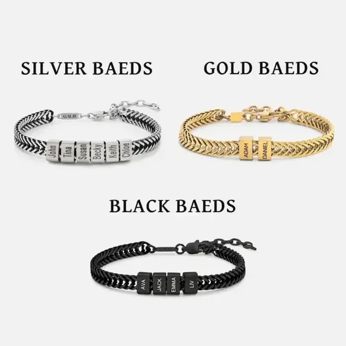 Bracelet gravé DIY de style européen et américain 2025, double chaîne tressée en acier inoxydable, g
