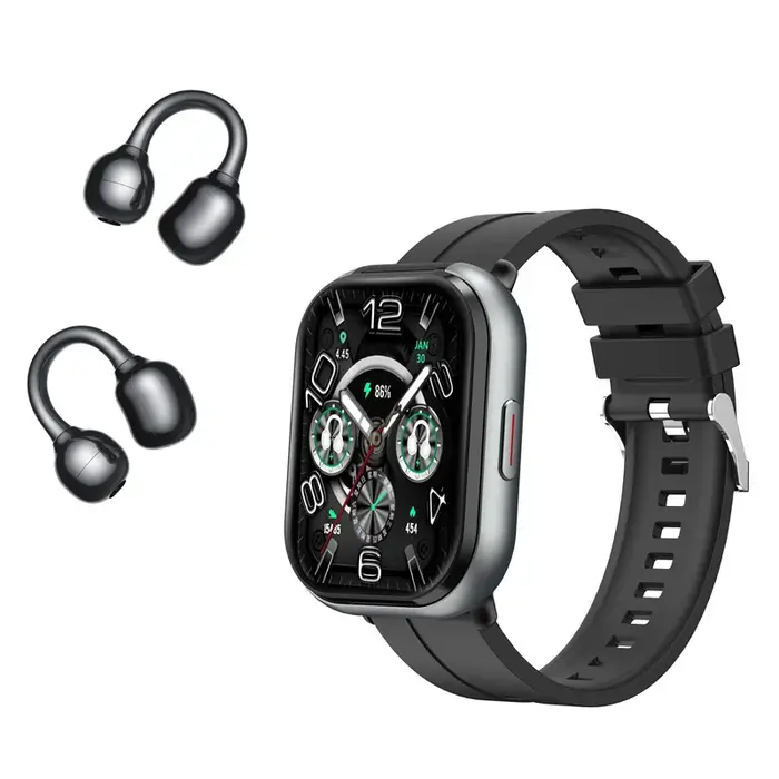 Montre connectée D12 avec écouteurs TWS 2 en 1, casque Bluetooth sans fil pour appels, lecture de mu