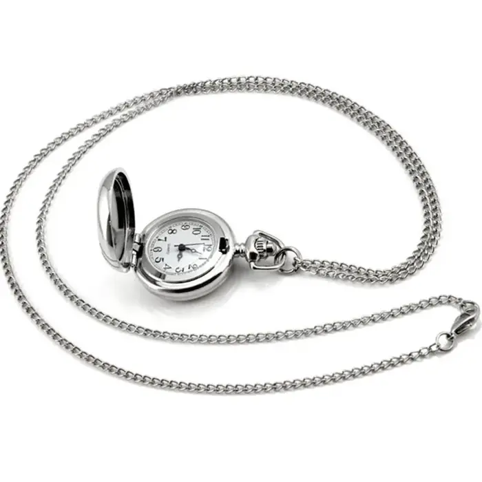 Couple modèles classique mode rétro Quartz petite argent Lotus bleu fleur montre de poche