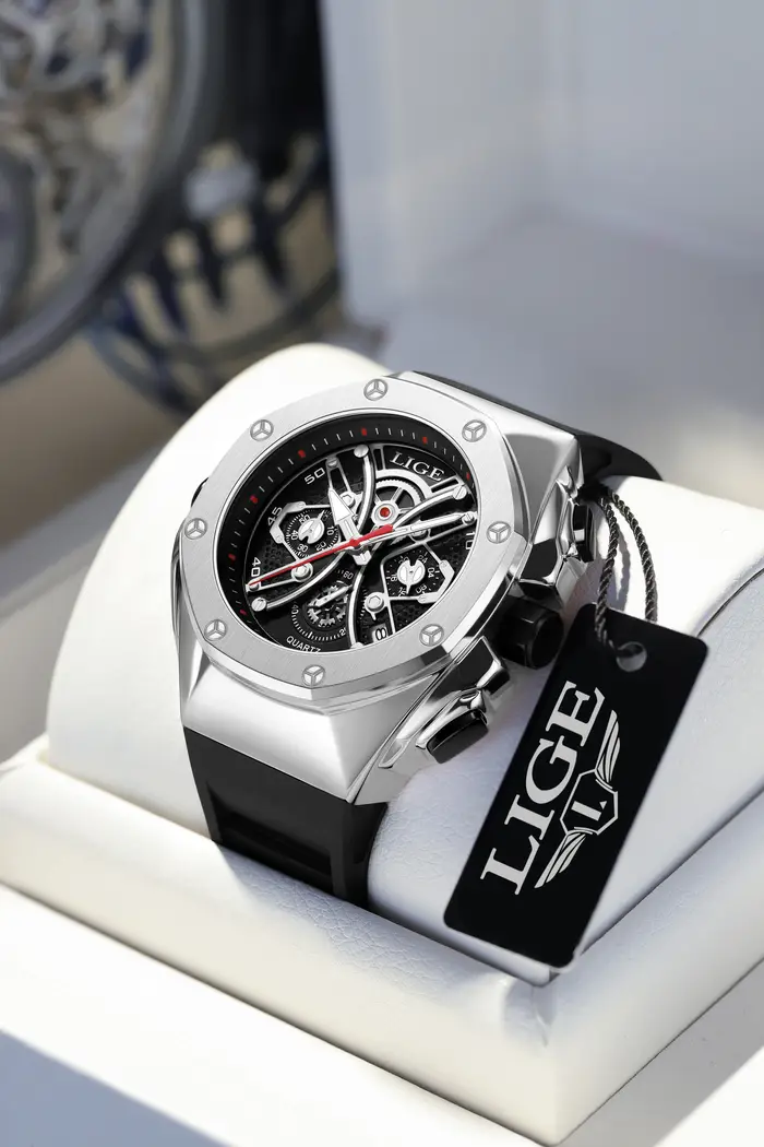 LIGE Top homme horloge étanche lumineux luxe hommes montres affichage de l'heure numérique en acier 