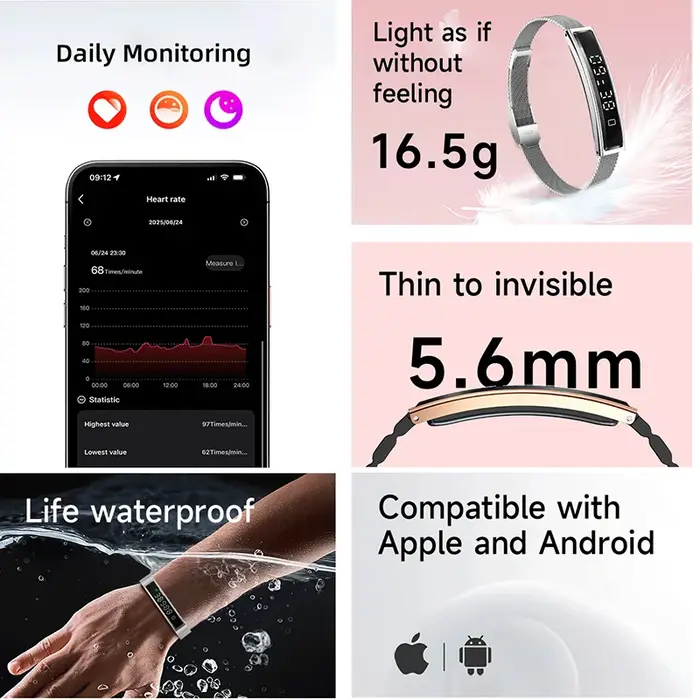 Nouveau Bracelet intelligent de santé hommes femmes Fitness bande de sport Test de stress moniteur HRV podomètre étanche montre intelligente pour Android iOS
