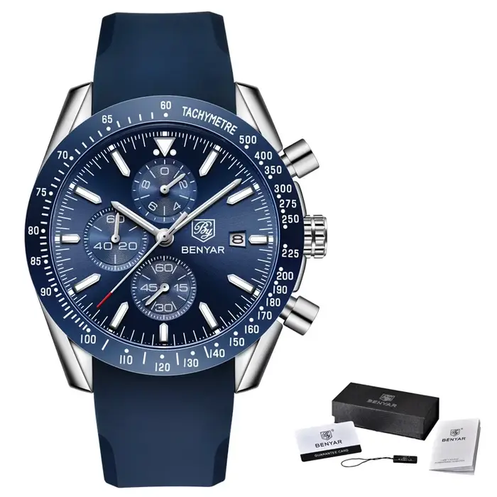 Hommes montre BENYAR Top marque de luxe en acier affaires