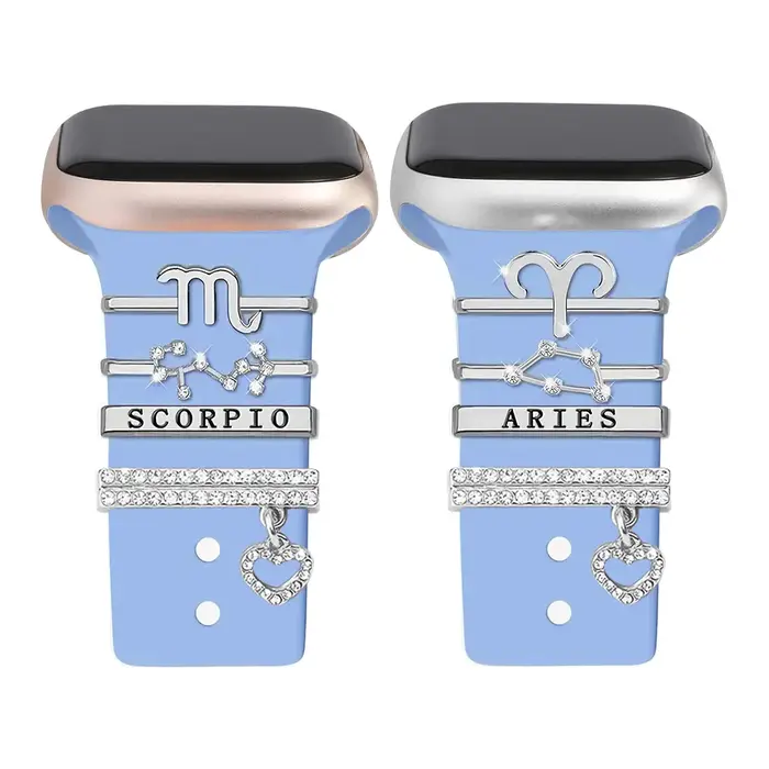 1 ensemble d'accessoires de bracelet de montre avec strass et motifs des douze éléments du zodiaque