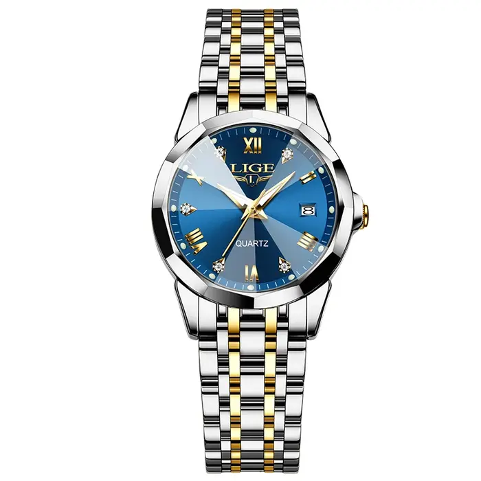 LIGE-Montre de Luxe Élégante pour Femme, en Acier Inoxydable, Étanche, à Quartz, pour Fille