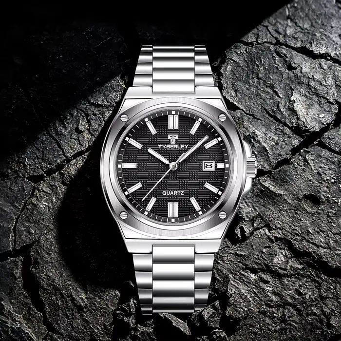 Montres pour hommes 2026, marque TYBERLEY, texture ajustée au froid, quartz, calendrier, lumineuses, étanches, montres pour hommes, style business