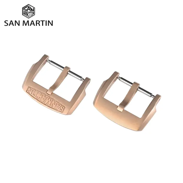 San Martin Logo Bronze boucles ardillon 18mm fermoir de montre 20mm pour bracelet stérile 22mm Boucle Fibbia Orologio brossé Durable bricolage