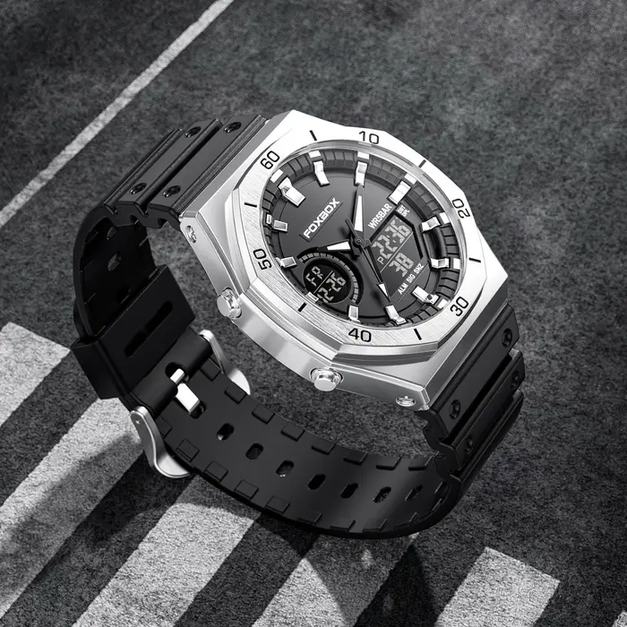 Montre militaire FOXBOX 0030 à double affichage numérique et quartz pour homme