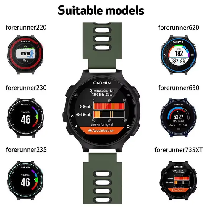 Bracelet de montre pour Garmin Forerunner 235 220 230 620 630 735XT, bracelet en Silicone souple, accessoires de montre intelligente