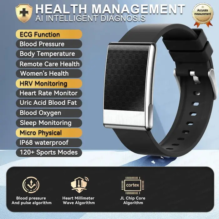 Bracelet intelligent de santé sans écran 2026, détection ECG, lipides sanguins, acide urique, fréque