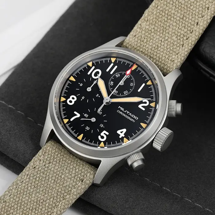 Militado ML1868KF rétro VK67 montre chronographe à Quartz boîtier en acier inoxydable 3 cadran étanche 100M