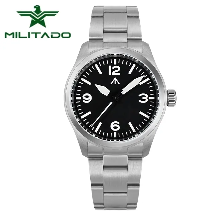 Militado ML08 V2 montre à Quartz Vintage militaire VH31 mouvement Double cristal saphir C3 BGW-9 lumineux étanche 38mm