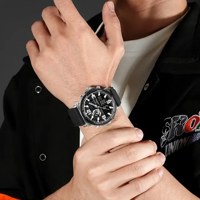 NAVIFORCE 2026 Montre Chronographe Homme Étanche 5ATM Double Affichage Alarme Semaine Mode Sport Cadeau Montre-Bracelet Relogio Masculino