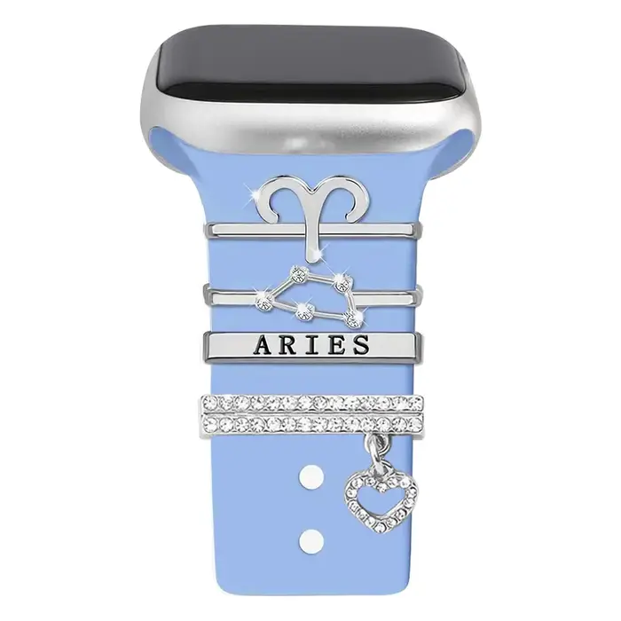 1 ensemble d'accessoires de bracelet de montre avec strass et motifs des douze éléments du zodiaque,