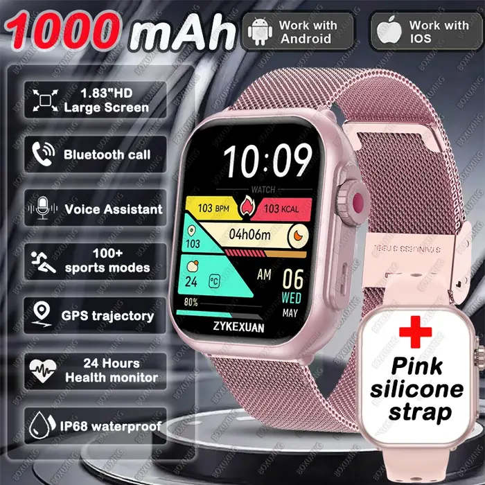 2025 nouveau pour Xiaomi montre intelligente hommes femmes 1.85 pouces HD AMOLED plein écran tactile IP68 étanche Bluetooth appel SmartWatch homme