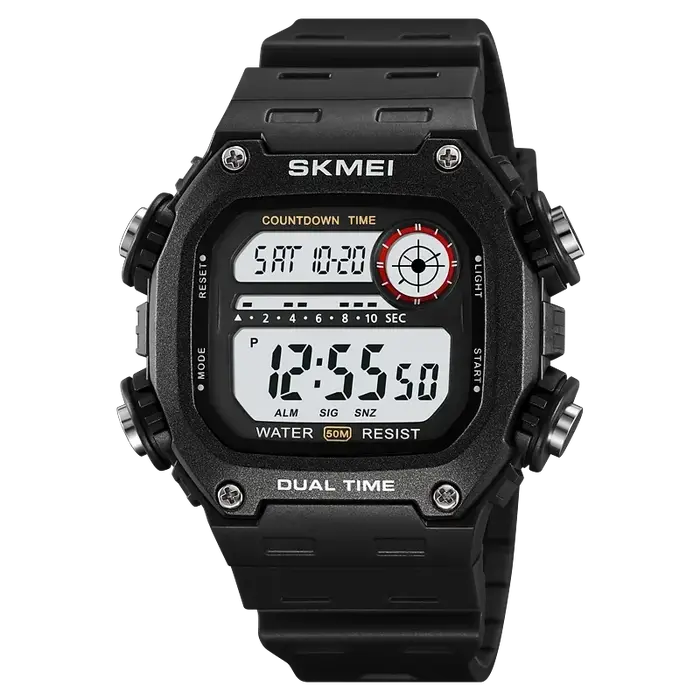 SKMEI rétro-éclairage compte à rebours numérique Sport montres hommes mode 5Bar étanche chronomètre 