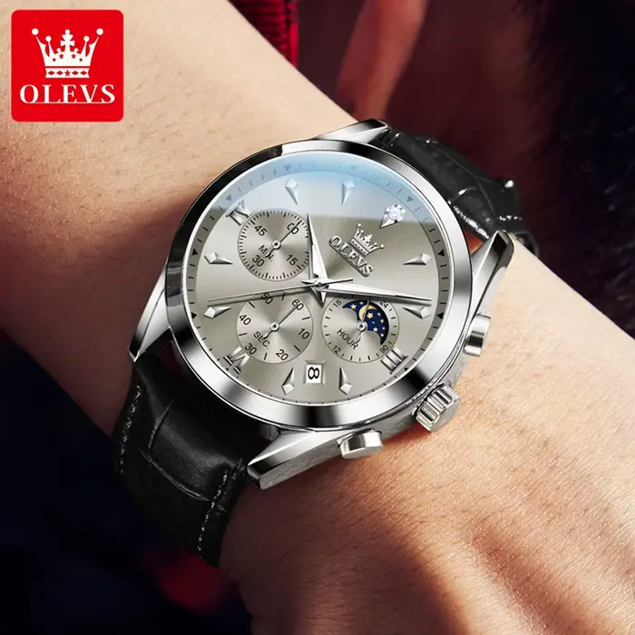Montre de Luxe avec Bracelet en Cuir pour Homme