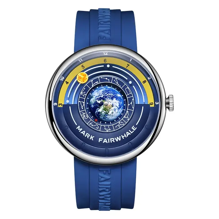 Mark Fairwhale Montre à quartz pour homme avec cadran sur le thème de la Terre unique