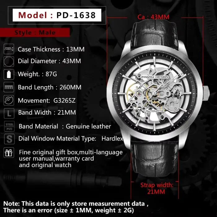 Montre mécanique PAGANI DESIGN pour hommes