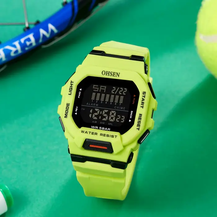 Mode OHSEN Hombre mâle montres numériques 5ATM plongée homme hommes sport vert montres horloges à ma