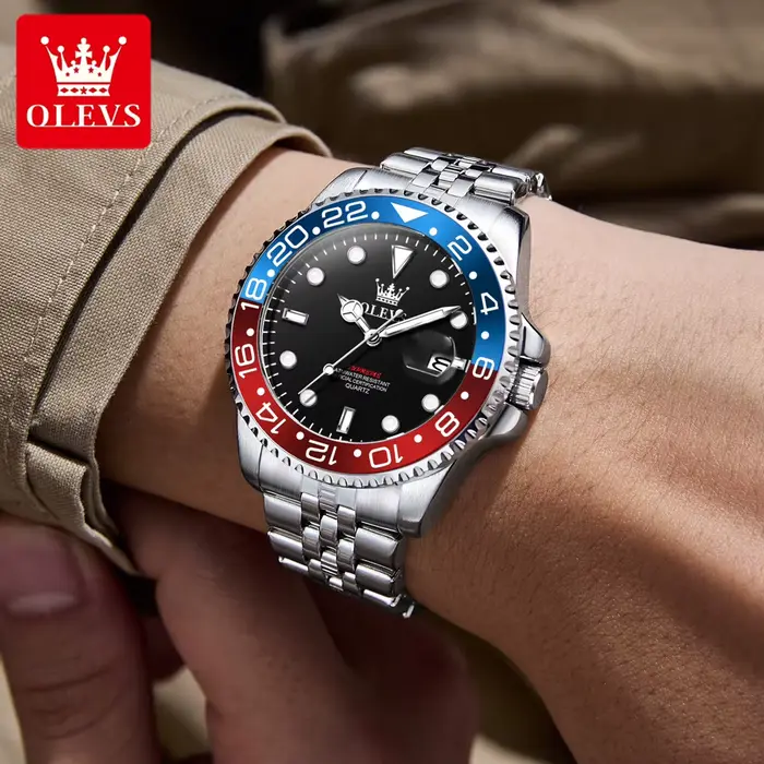 OLEVS 5657 montre pour hommes Original en acier inoxydable Date