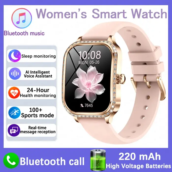 Montre connectée de luxe pour femmes, écran HD 1.75 pouces, fréquence cardiaque, Sport, Fitness, éta