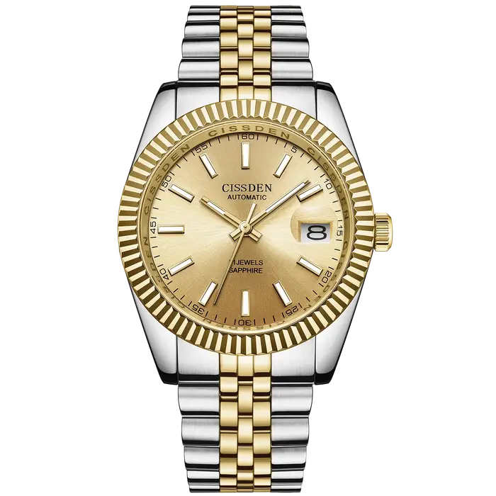 Montre-bracelet mécanique automatique en acier inoxydable pour homme