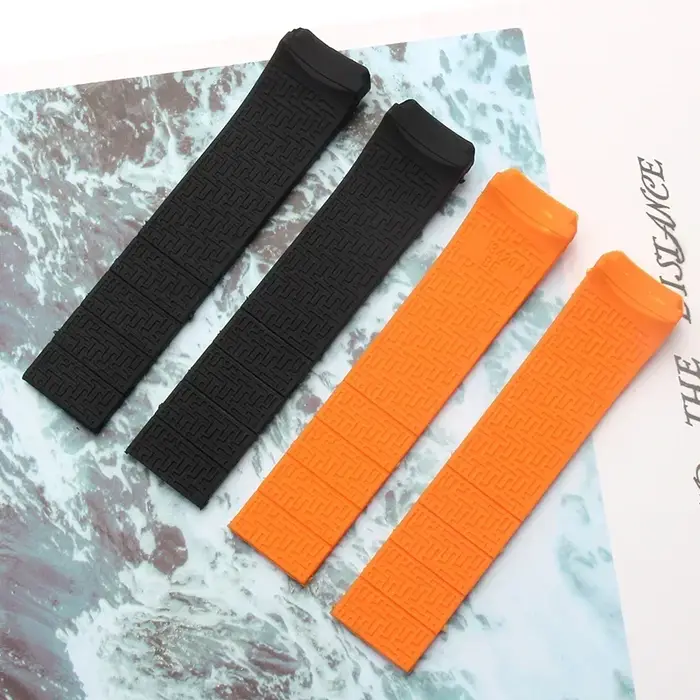 Bracelet de montre en silicone adapté pour Tissot T-TOUCH T013 T047 20mm 21mm Noir Orange dehors