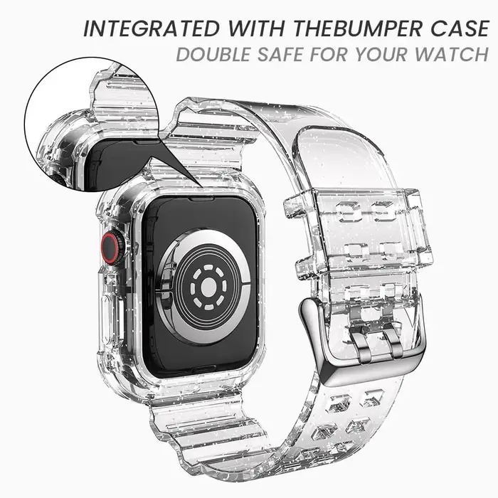 Pour Apple Watch couleur bonbon bracelet transparent + boîtier 11/10/8/7/6/5/4 49mm 46mm 42mm
