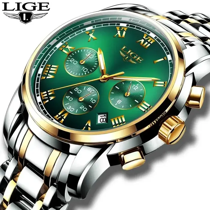 LIGE-Montre à quartz étanche en acier inoxydable pour homme, chronographe masculin, sport, marque de luxe, nouvelle collection 2024