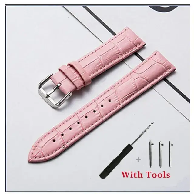 16mm 18mm 20mm 22mm 24mm bracelet de montre en cuir de veau à dégagement rapide pour femmes