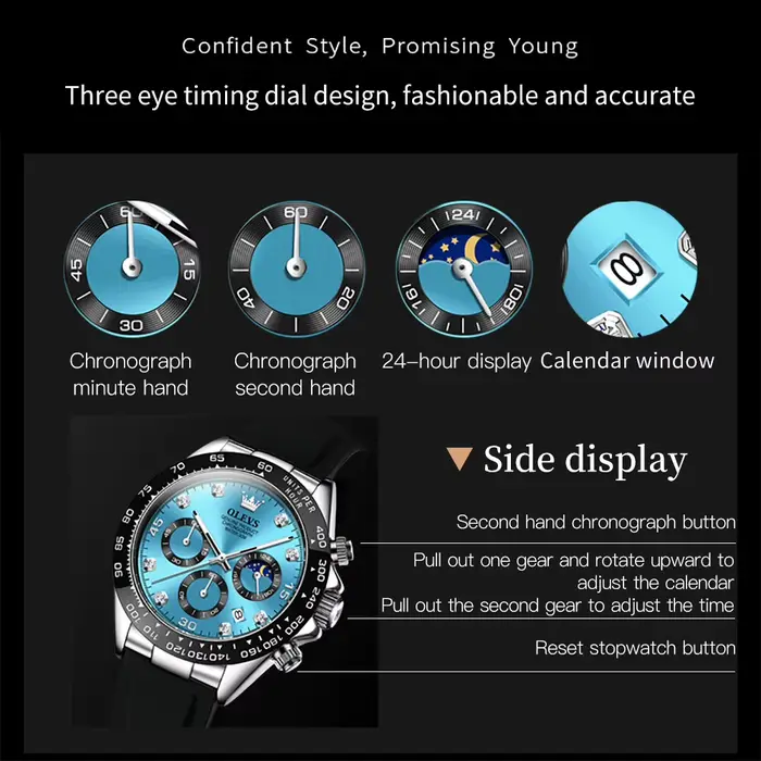 OLEVS 2875 Original marque de luxe montre à Quartz pour hommes bracelet en Silicone chronographe Date automatique