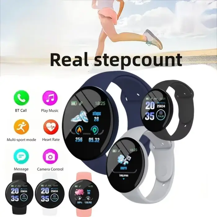 D18 montre intelligente écran couleur circulaire plusieurs Modes de sport appel informations rappel Photo prise de musique Bracelet intelligent cadeau