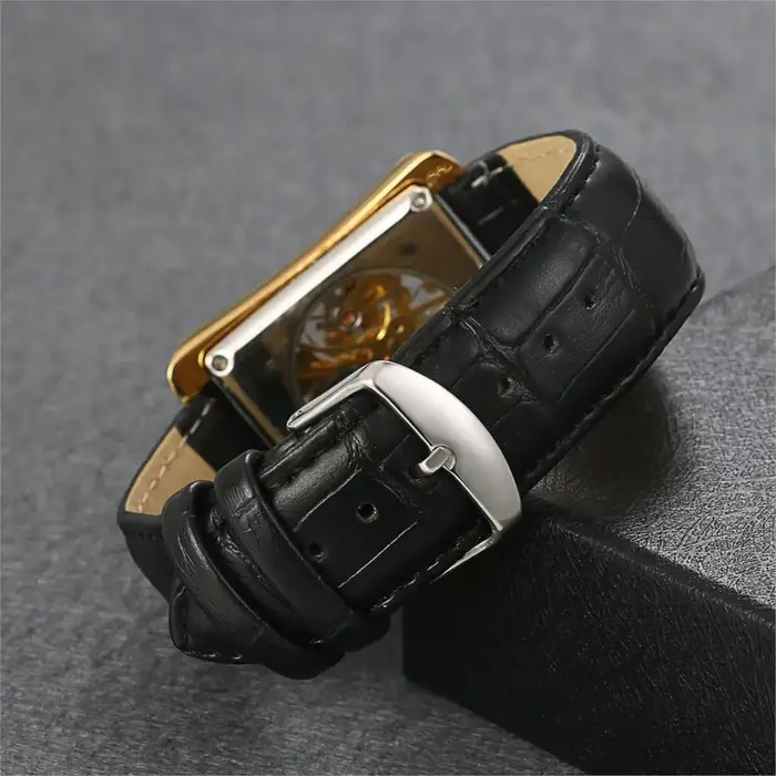 LANCARDO – montre mécanique automatique pour hommes, montre-bracelet Simple avec bracelet en cuir