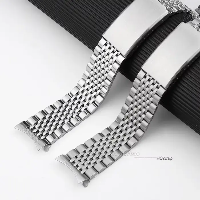 Bracelet de montre en acier inoxydable à extrémité plate incurvée de 18mm 20mm 22mm