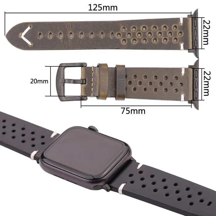 Bracelet en cuir véritable pour Apple Watch